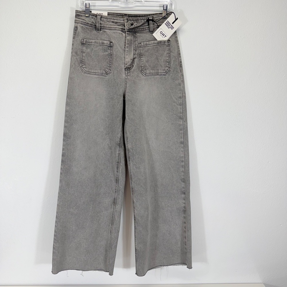 OAT New York NWT High Rise Wide Leg Ankle Jeans Dark Wash Gray Size 4 / 27